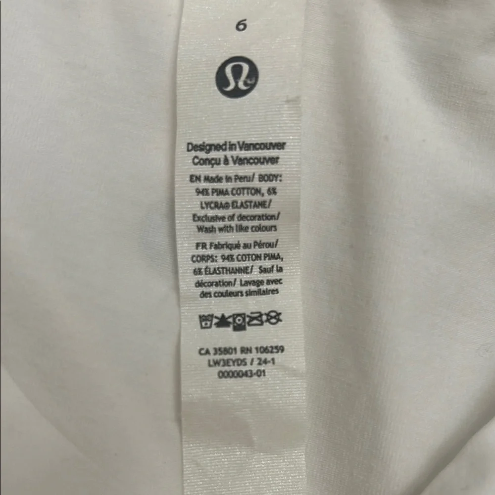 Lululemon White Short Sleeves Shirt